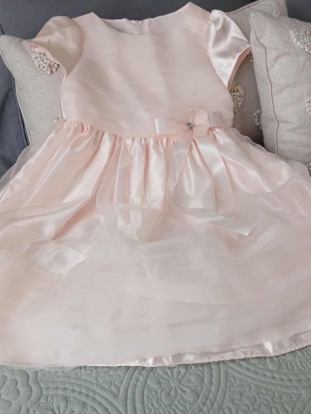 Girls' Light Peach  Flower Party Dress
